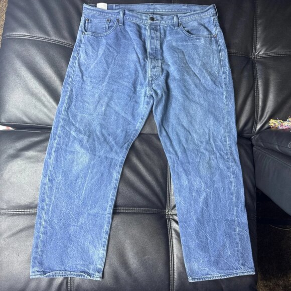 Levi's 501 Men's Straight Leg Jeans Blue Denim 5-Pocket Classic Casual 42x30 - Picture 1 of 15